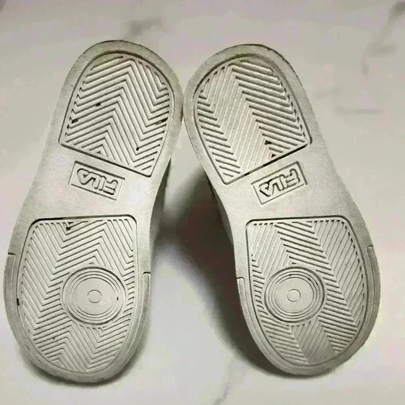 Fila Boys Vulc 13 Repeat Logo Faux Leather High-Top Sneakers White Size 8 - Picture 6 of 10